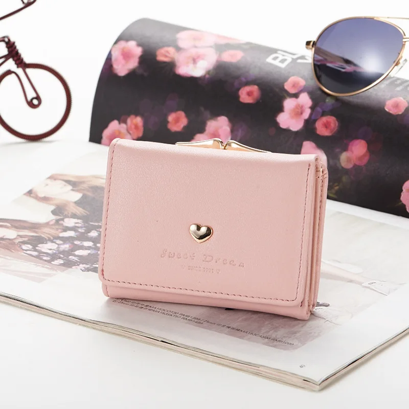 Women wallet purse female short Korean version students fresh folding mini metal cute animal