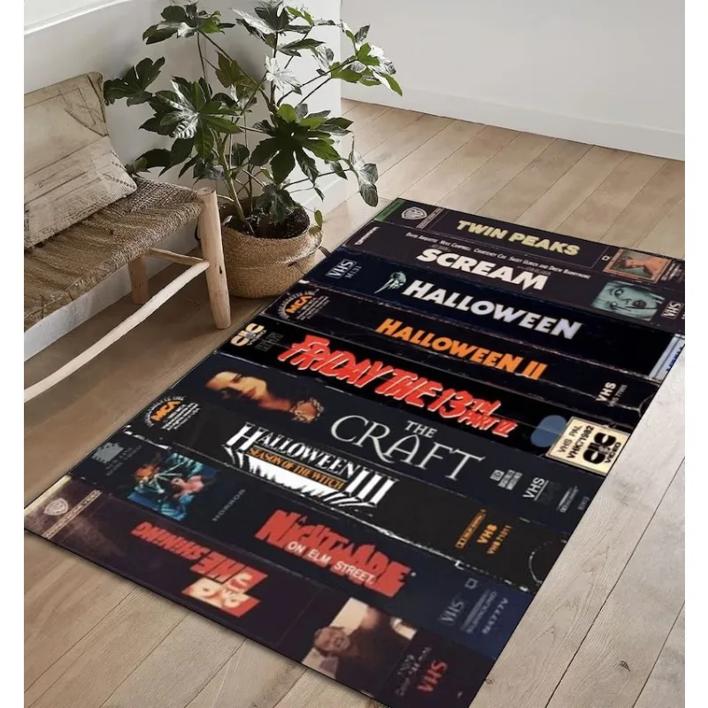 Horror Movie Carpet for Living Room Bedroom Retro Movies Halloween Movie Series Rug Movie Room Decor Non Slip Popular Gift Rug 3
