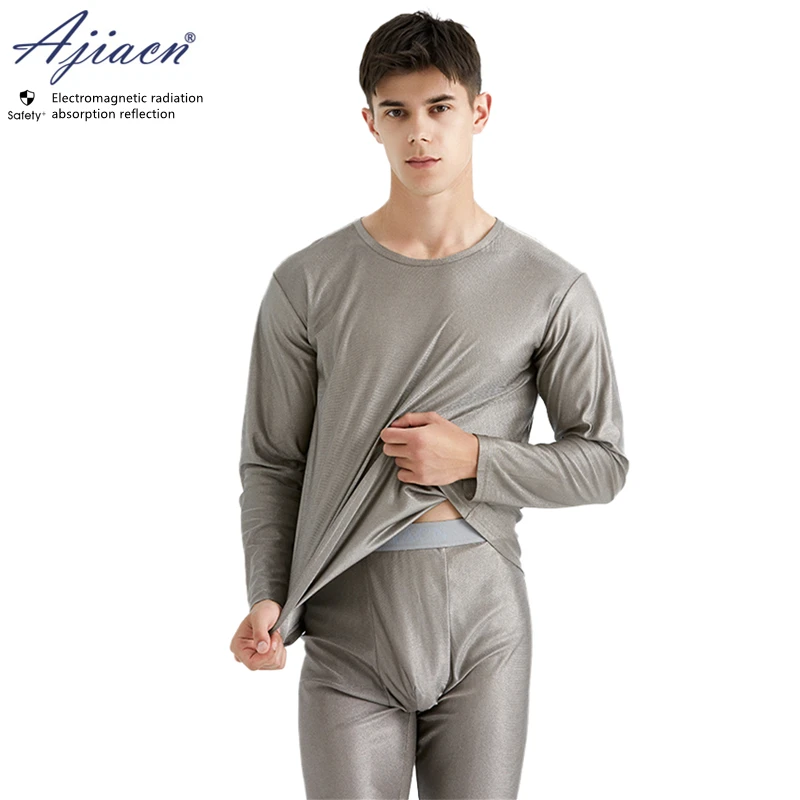 Genuine electromagnetic radiation protective 100% silver fiber knitted fabric long underwear EMF shielding thermal underwear emf shielding fabric