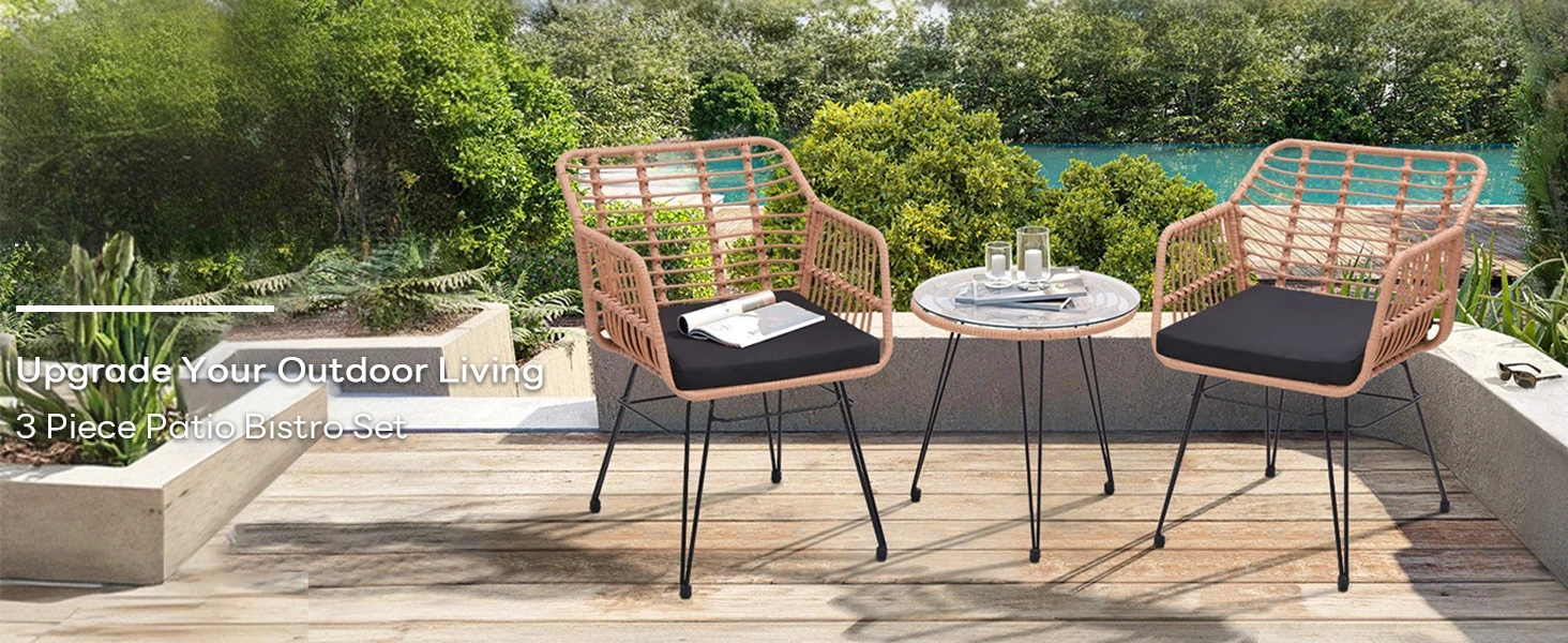 patio chairs outdoor set balcony furniture porch wicker clearance 2 3 bistro front 
