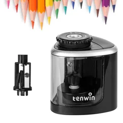 High - Performance Electric Pencil Sharpener with Helical Steel Blade for Students, Artists, and Color Enthusiasts (Black)
