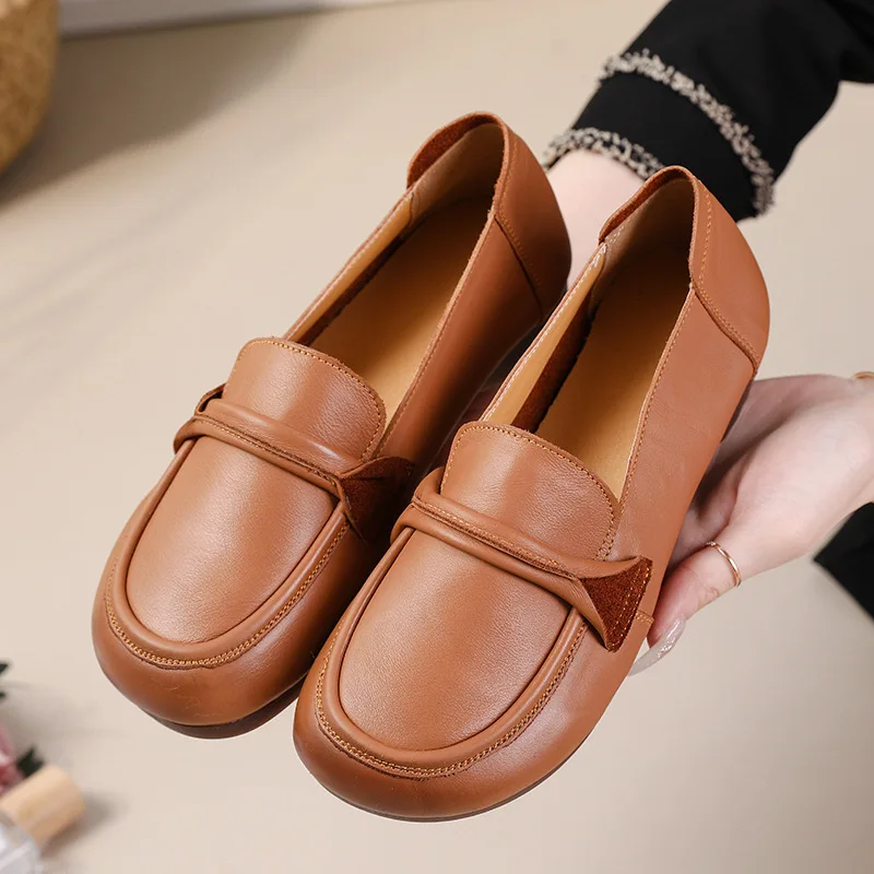New Ladies Fashion Flats Shoes Low-heel Comfortable Women's Casual Shoes Female Leather Work Flats Soft Sole Woman Moccasins