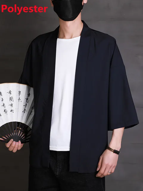 Crane Embroidery Haori Kimono Harajuku Japanese Style Plus Size Men Samurai Costume Yukata Asian Clothes Cardigan Women Jacket navy