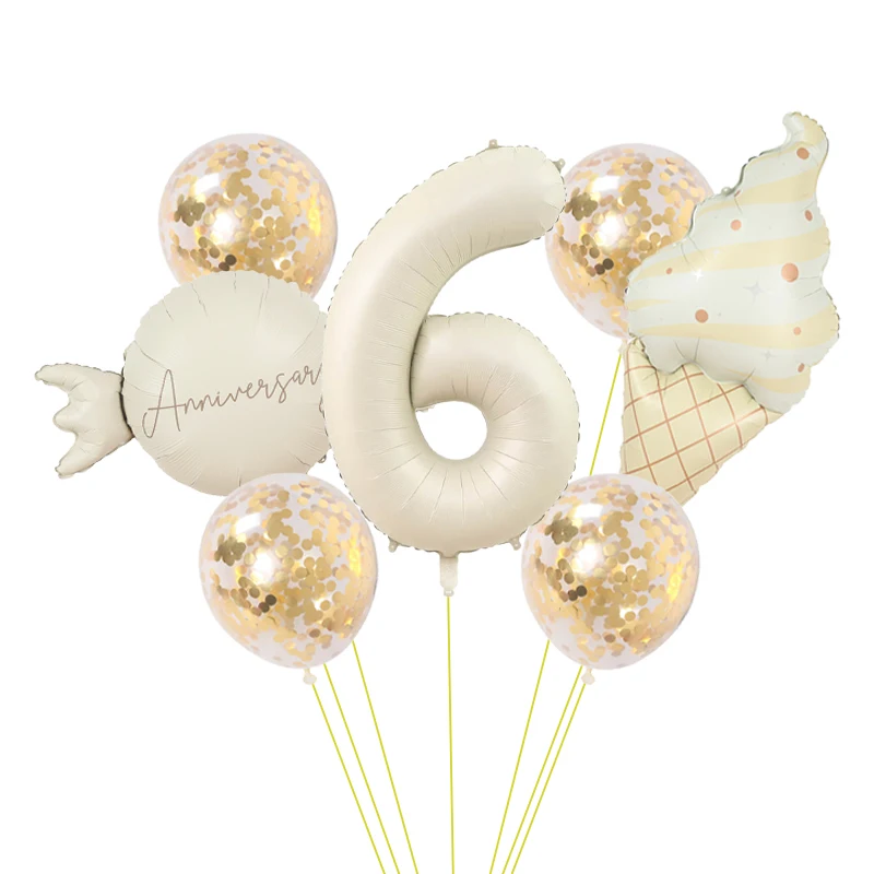 Süßigkeiten-Eiscreme-Folienballons mit Bunten Konfetti-Ballons 32 Zoll Ziffernballon 0-9 Geburtstagsparty Babyparty Dekorationen – Detail 6