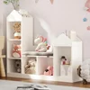 Kids Bookshelf with Reading Nook 47.75in Width Children Bookcase 6-Cubby Toy Storage Organizer Seat Cushion Wooden Storage 4