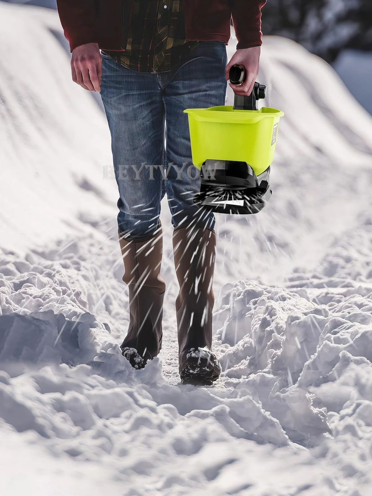 3.7L Large Capacity Cordless Salt Spreader for Ryobi 18V Battery Seed Spreader H