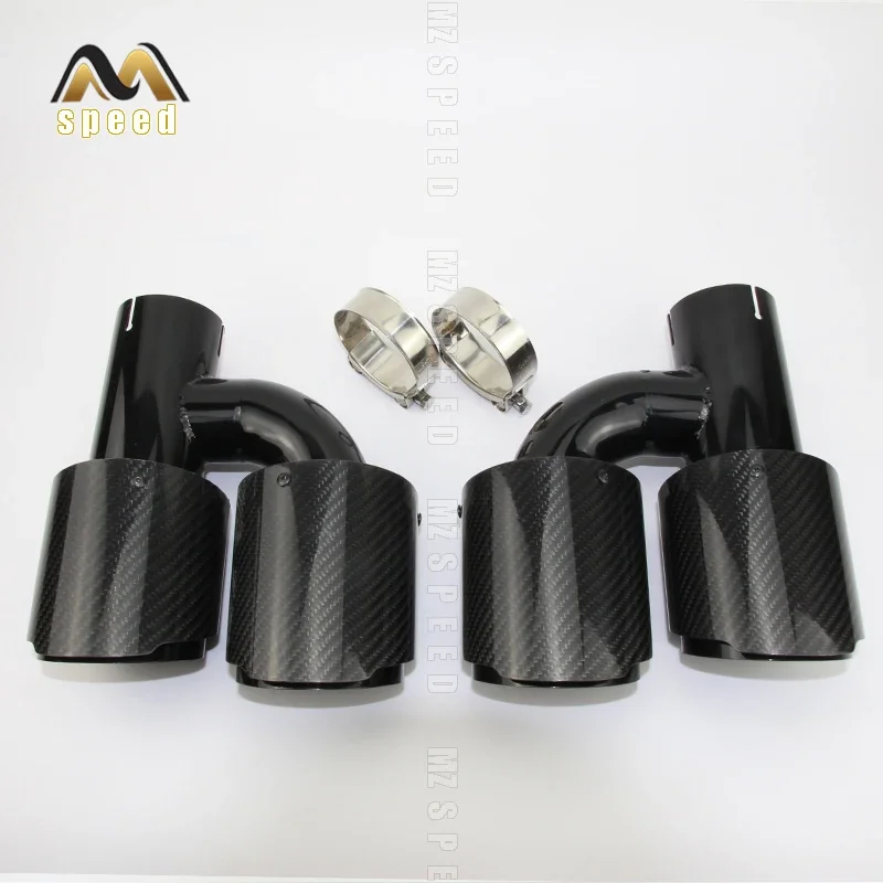 

Car Styling Modification Universal Dual Glossy black Automobile Exhaust pipe MUFFLER Pipe Carbon Fiber Exhaust tip Universal