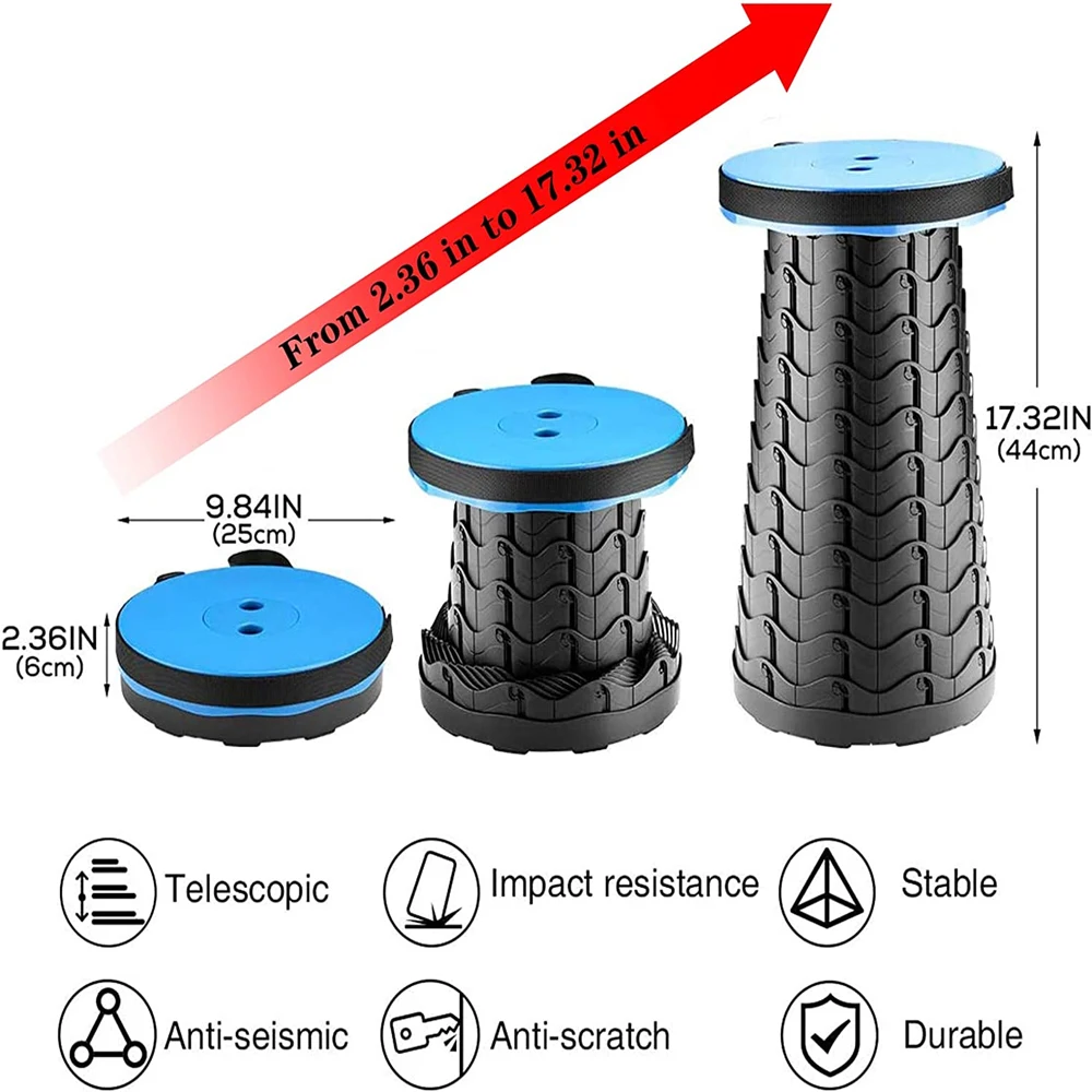Portable Folding Camping Stools, Outdoor Telescopic Picnic Stools, Travel Foldable Stool for Camping Beach Fishing Hiking Garden folding stool