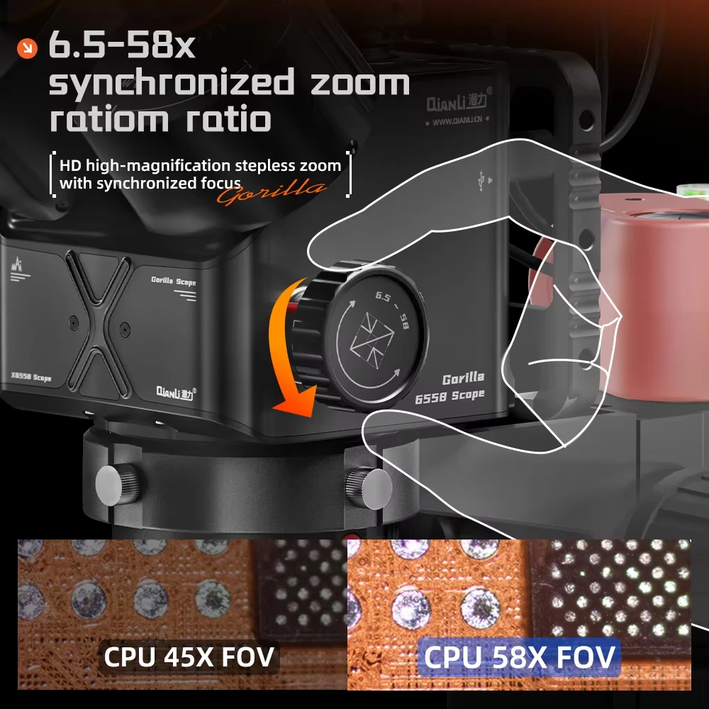 QIANLI Gorilla 6558X Almighty Trinocular Stereo Microscope 360
