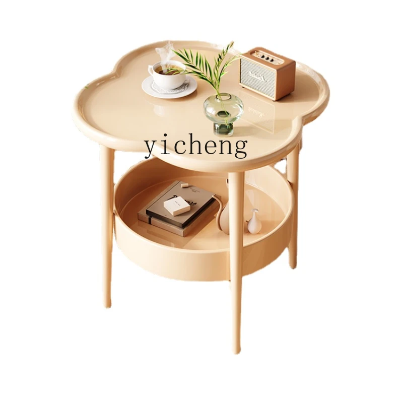 

ZK Sofa Side Table Corner Table Mini Storage Rack round Table Living Room Cream Style