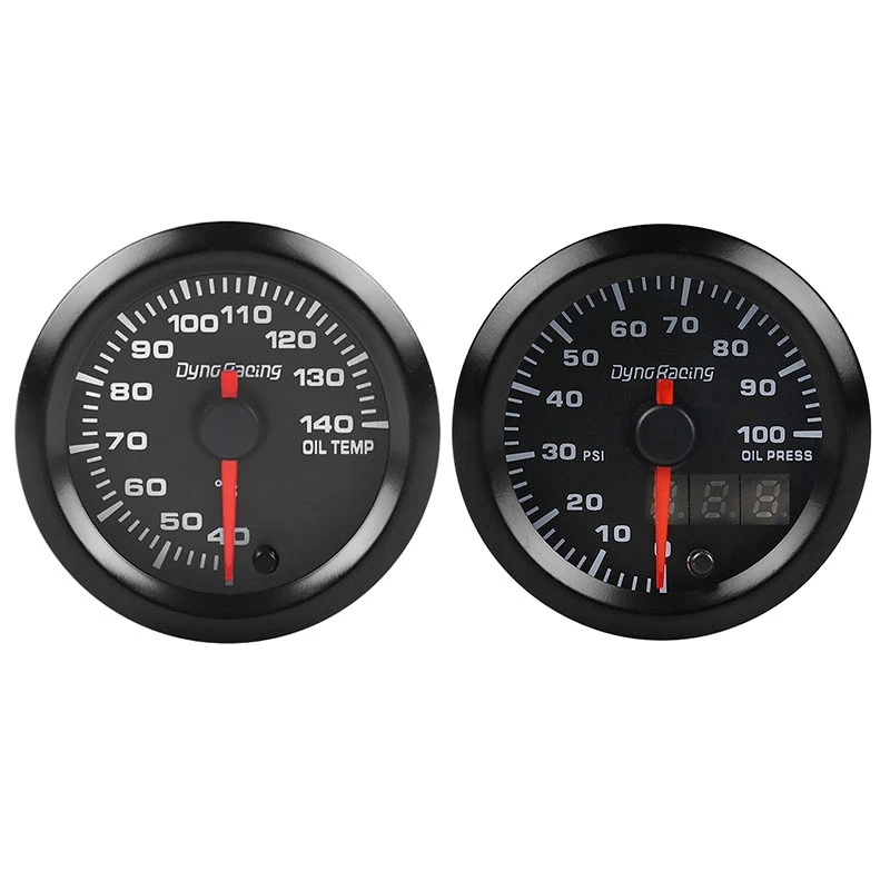 

Dyno Racing Oil Temp Gauge 40-140 Celsius Oil Temperature Meter With 7 Color LED 0-100 Psi Oil Pressure Gauge