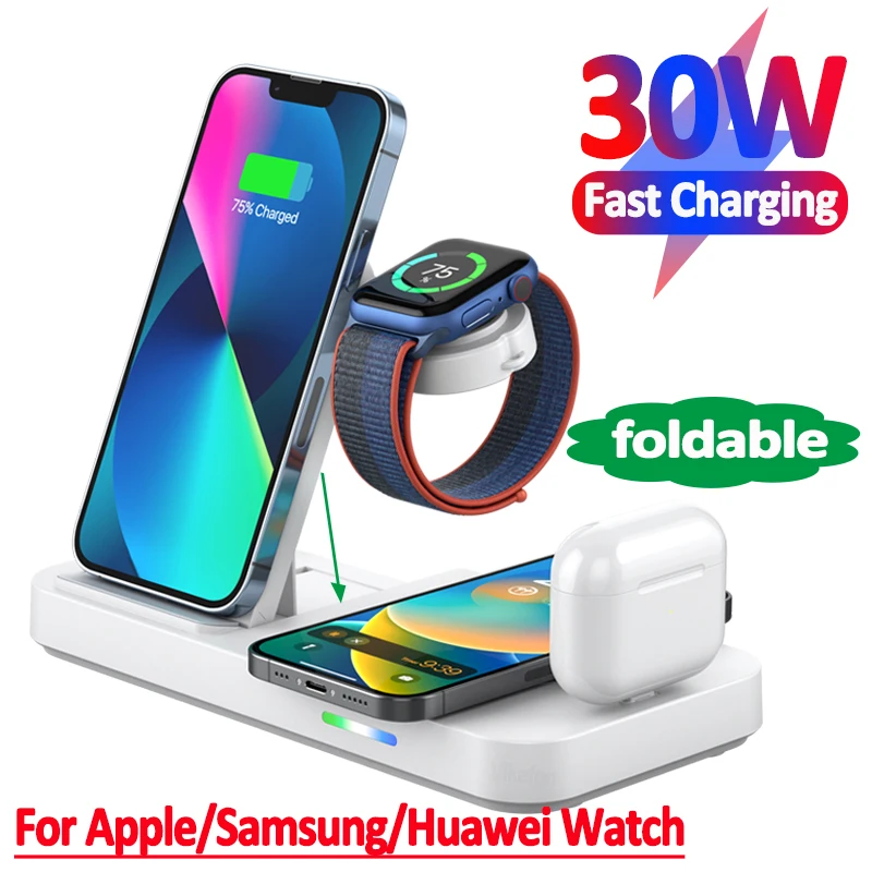 Wireless Charger Stand 30W Fast Charging Station For Apple Watch 8 7 Samsung  5 Pro 4 Huawei iPhone 14 13 12 Pro Max AirPods - AliExpress