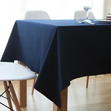 

Cotton Tablecloths, Waterproof Table Covers Rectangle Navy Blue Dining Table Coffee Table Deco
