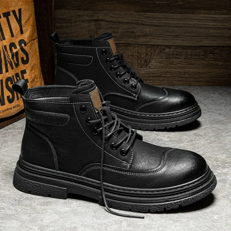 

Men's Chukka Boots Waterproof Leather Casual Lace Up Ankle Oxford Boots Daily Dress Shoes For Men