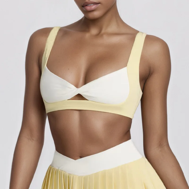 Women's Color Blocked Yoga Bra Butterfly Beautiful Back Naked Sensation Quick Drying Bra Outdoor Sports Running Fitness Vest