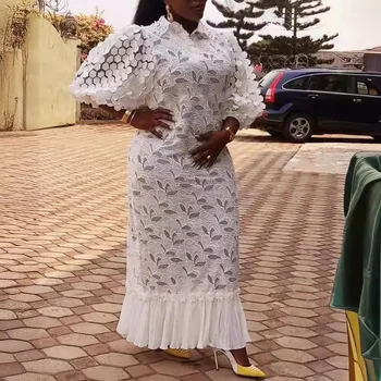 Temperament Commuter Plus Size Women's Fishtail Dress Lace Embroidery Loose Petticoat Long Skirt Dress 1