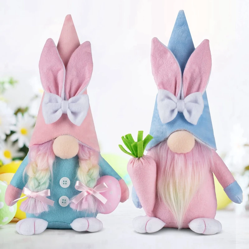 2024 Easter Faceless Gnome Rabbit Doll Spring Easter Party Home Decoration Kids Gift Favors Bunny Egg Carrot Ornament