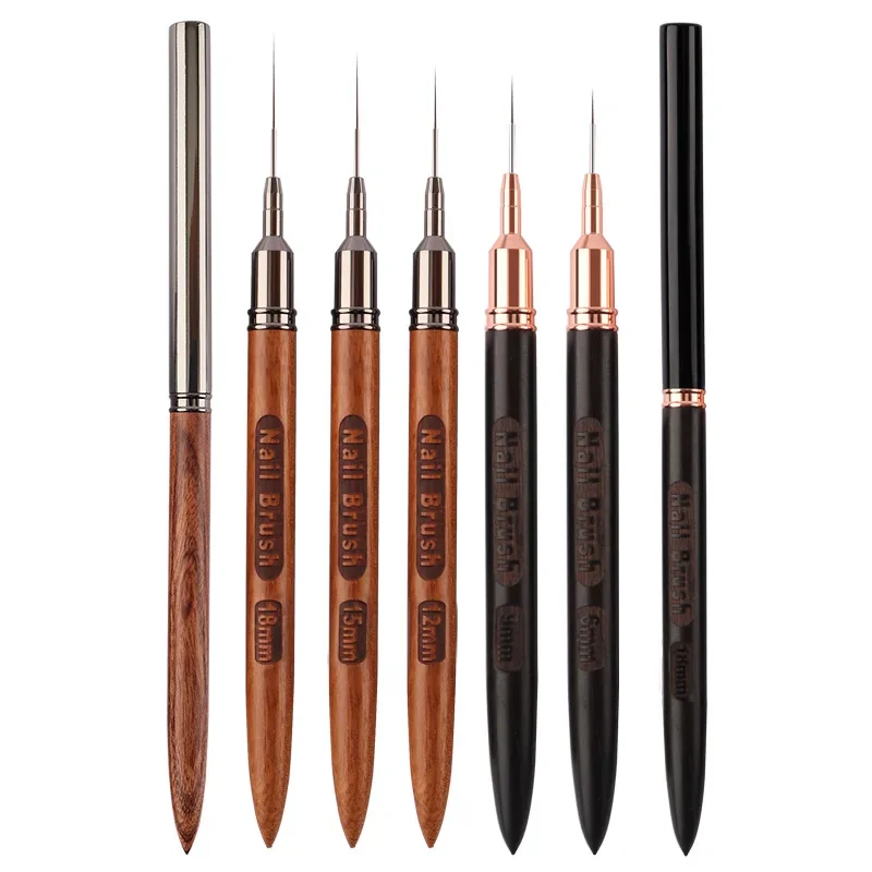 Description Picture 5 of item6/9/12/15/18MM Sandalwood Rod Nail Liner Brush Drawing Lines Stripe Painting Flower Pen Handle Nail Art Pen Brush Nail Art Tools