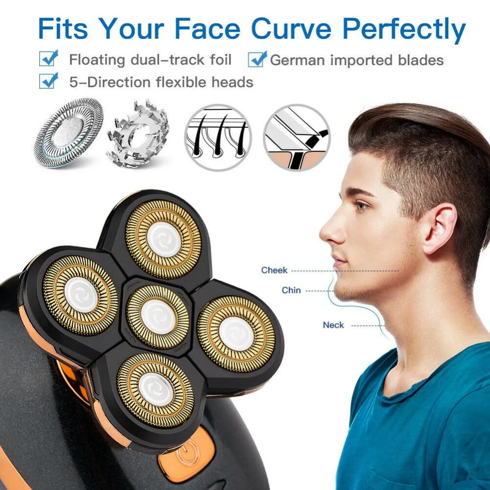 

Low Noise Men Grooming Hair Remover Electric Shavers Electric Razor 5 Razor Head Hair Clipper