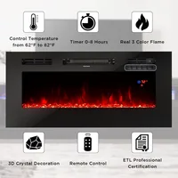 80" TV Stand with 40" Electric Fireplace, Texture Media Center with Highlight Storage Cabinet and 12 Colors LED Lights, Tv Stand 2
