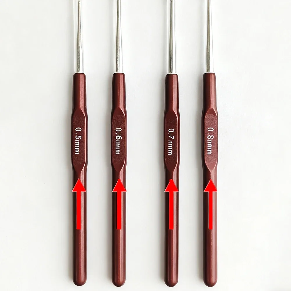 드레드락 헤어 위빙용 마이크로 크로셰 훅 - 금속 및 플라스틱 뜨개질 바늘 도구 0.5mm 0.6mm 0.7mm 0.8mm DIY