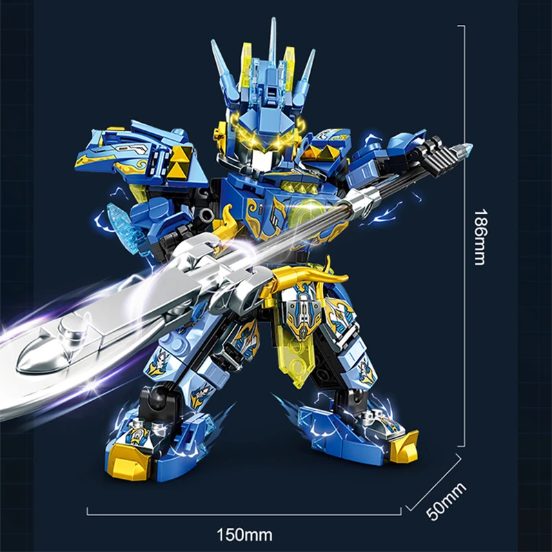 Mecha Warrior Building Blocks Super Hero Green Zhao Yun Robot DIY Action Figure