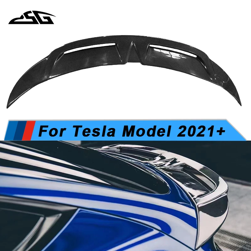 

CMS Style 2021+ Rear Spoiler Tail Fins For Tesla Model Y High quality Carbon Fiber Rear Trunk Lid Car Tail Wing Upgrade