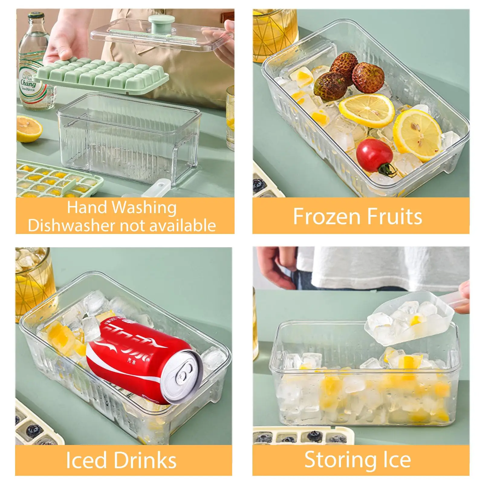 Description Picture 5 of itemSilicone Mold Ice Cube Tray with Lid Silicone Ice Buckets Ice Mold DIY Moulds Ice-cream Maker Kitchen Tool Ssummer Accessories