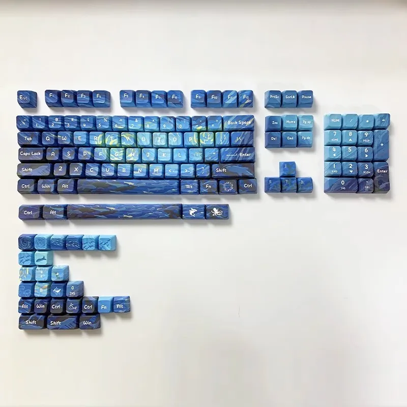 Deep Sea Starry Sky Keycaps Grupo Pbt Lados Dye Sublimation Key Caps Mda Profile Keycap Barra de Espaço 7u para mx Switch 134 Chaves