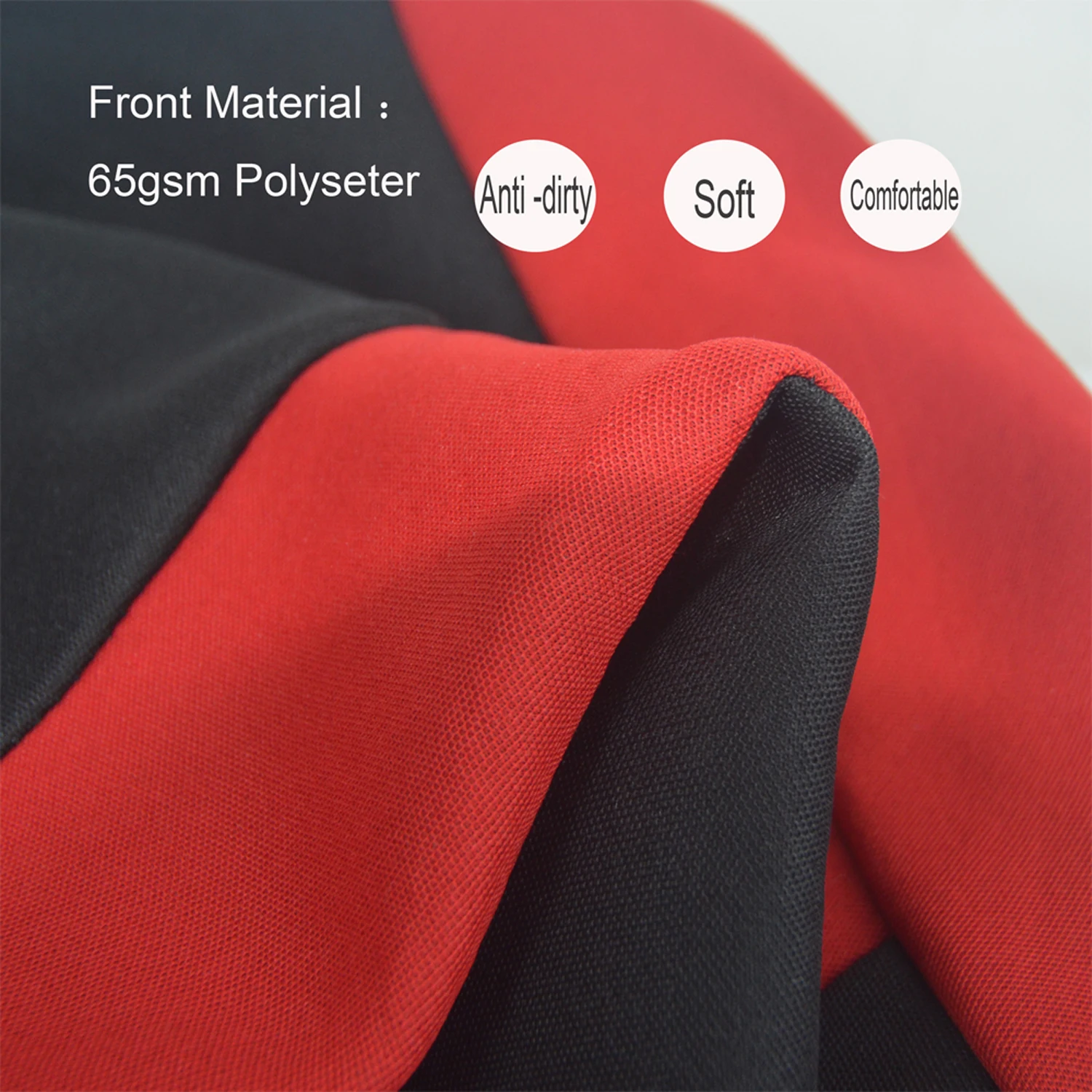 Sporty Two-Tone Fabric Car Seat Covers - Full Set for 5 Seats in Black, Red, Pink, Blue, Gray, Beige