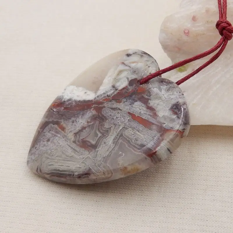 Semiprecious Natural Crazy Lace Rosetta Stone Pendant Beads 47x45x7mm,24g Fashion Jewelry Necklace Accessories