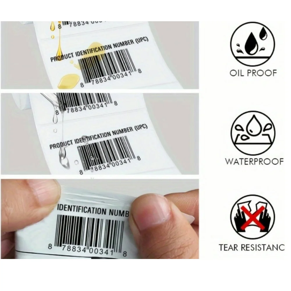 50mm Waterproof White Thermal Label Stickers - Self-Adhesive for Clothing & Price Tags