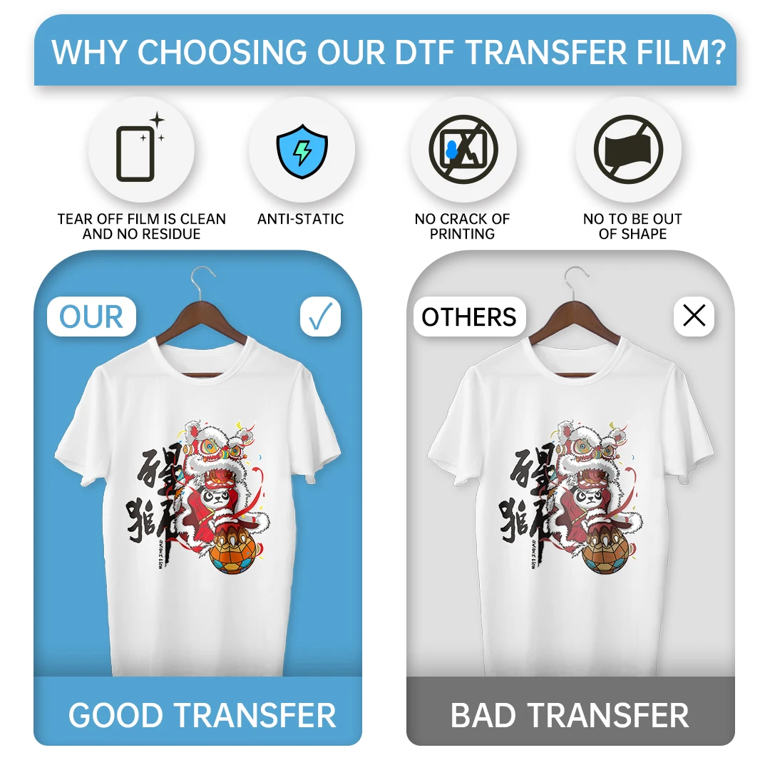 A3 25/50/100 PCS DTF Transfer Film PET Heat Transfer Paper PreTreat Sheets  for DIY Direct on T-Shirts Bags Textile DTF PET Film