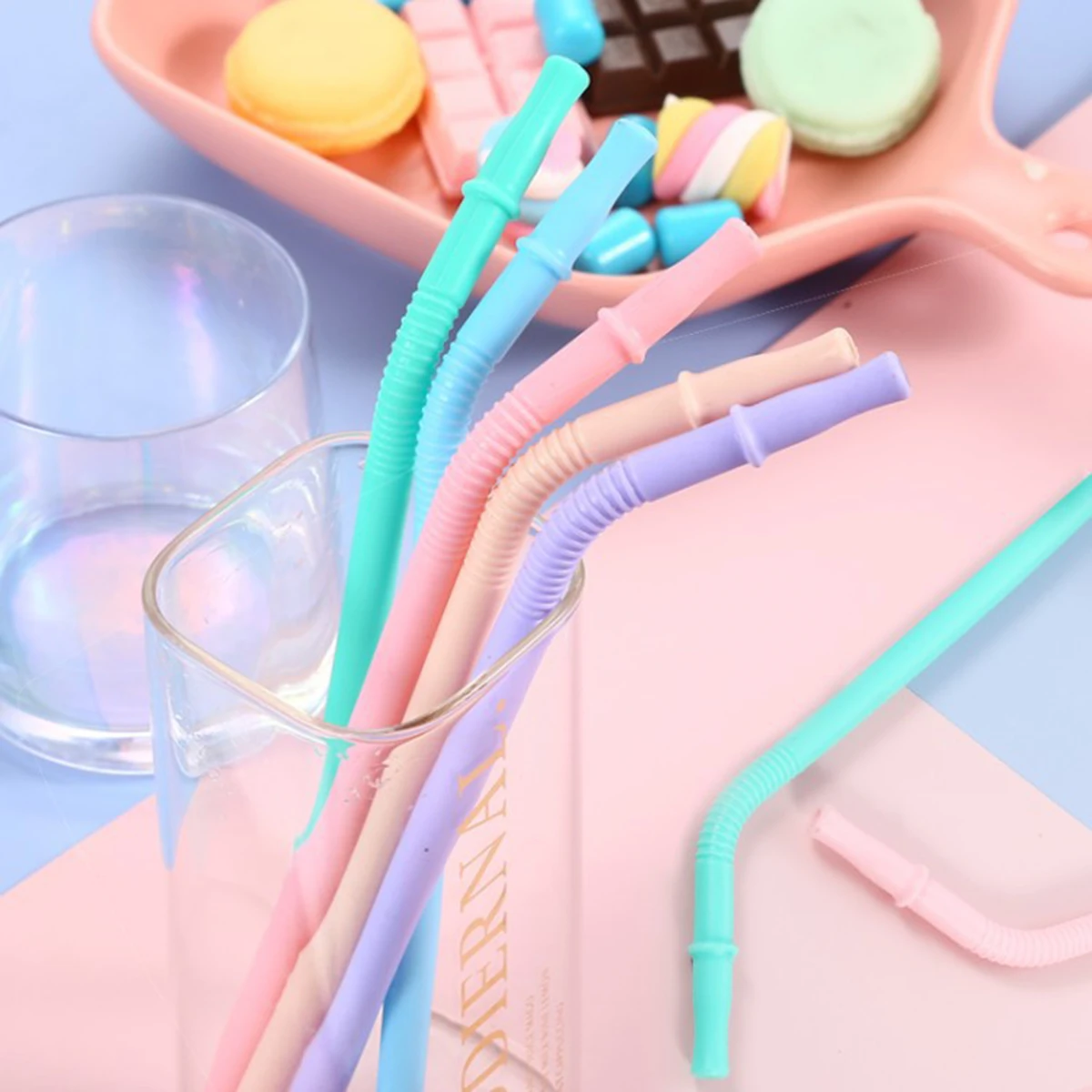 Eco-Friendly Silicone Straws Set of 5 Reusable for Kids Includes Cleaning Brush Perfect Birthday Gift for Cups reusable silicone straws