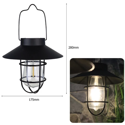 Solar Lantern Outdoor Hanging Solar Light Vintage Solar Lamp With Warm White Bulb For Garden Yard Patio Xmas Party Decor