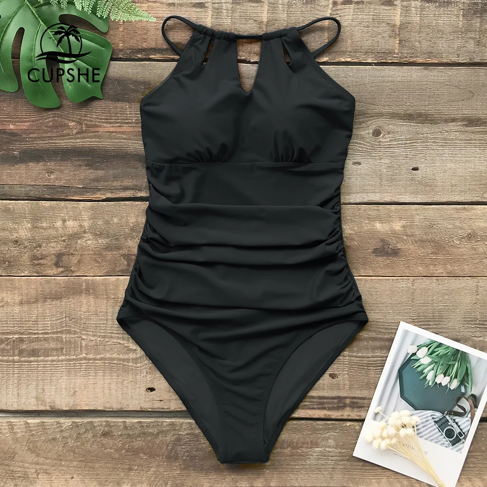 Cupshe Lace Up Back One-Piece Swimsuit For Women Sexy Cut Out Backless Monokini Swimwear Girls Beachwear Bathing Suits women one piece swimsuit
