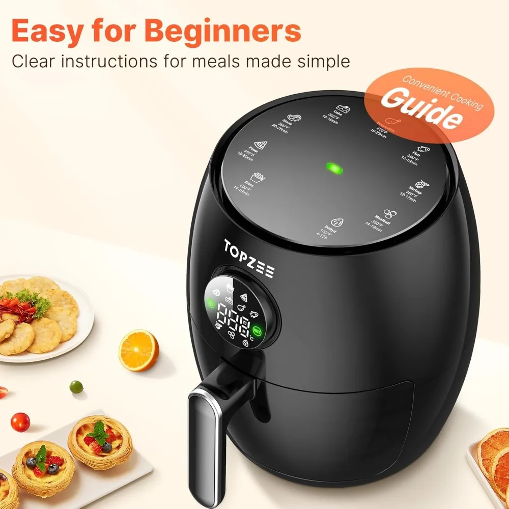 Small Compact Air Fryer, 2.1QT, 4-in-1 Small Mini Airfryer 98% Less Oil, Adjustable Temperature Control w/ 60min Timer, Quiet 2