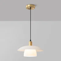 Petit lustre en cuivre postmoderne pour chambre à coucher, lampe de chevet, lumière d'allée, bar à trois têtes, restaurant nordique, personnalité 1