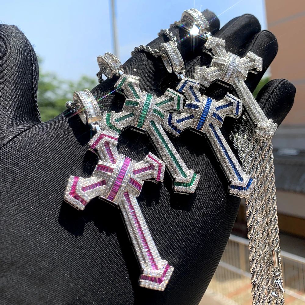 

2024 высококачественное модное сверкающее ожерелье с прямоугольным кубическим цирконием CZ в стиле хип-хоп