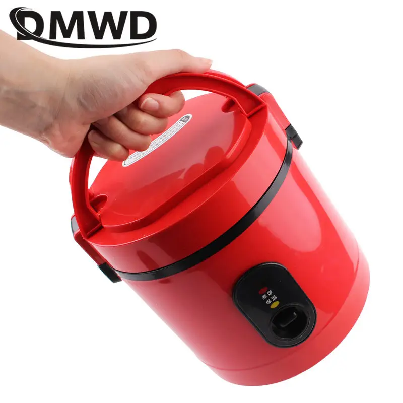 DMWD 1.2L Portable mini rice cooker 2 layers Food Steamer Multifunction cooking Pot Electric insulation heating cooker Lunch box