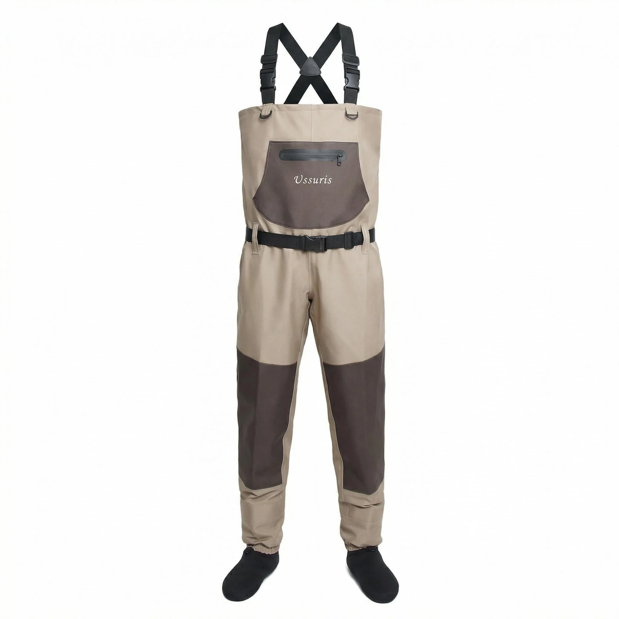 Waders respirants pieds-nus pêche à la mouche - Combinaison étanche poitrine légère hommes femmes