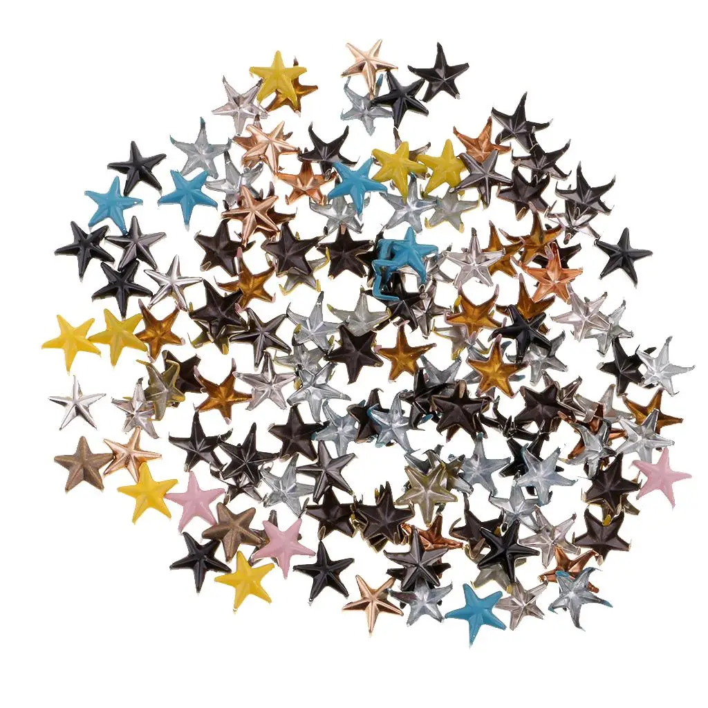 100 Pieces Colorful Star Rivet Stud Punk Leathercraft DIY Punk Claw Rivets