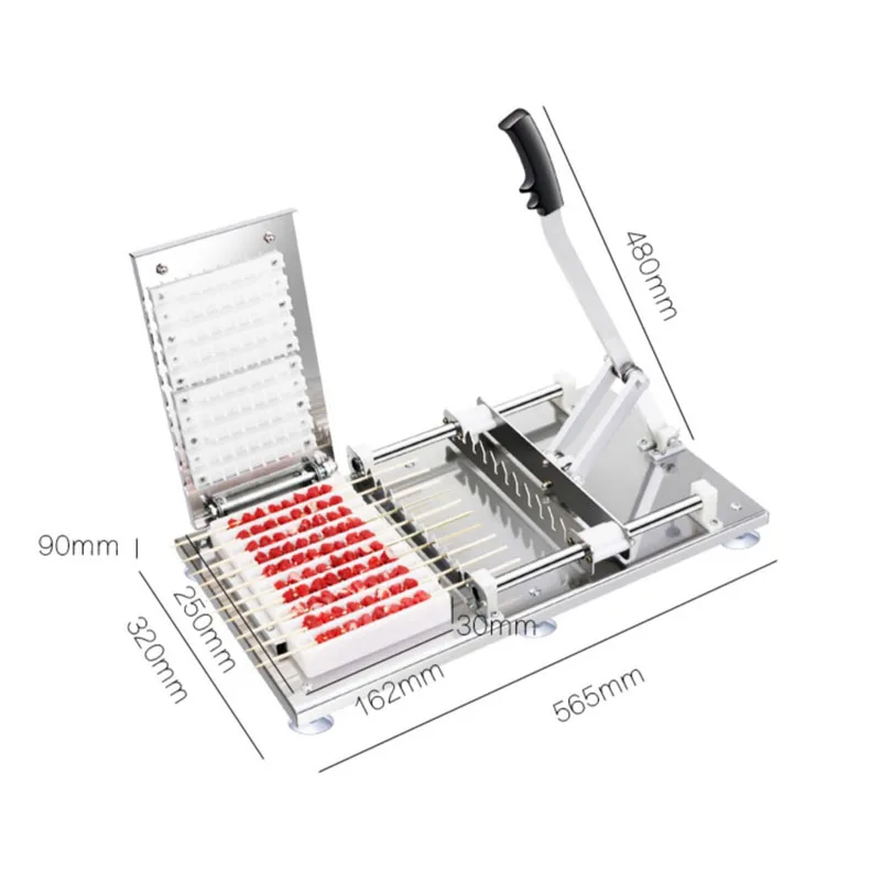 Manual Satay Skewer Machine BBQ Stainless Steel Mutton Kebab Lamb Skewer Tools Doner Kebab Meat Wear String Machine 4