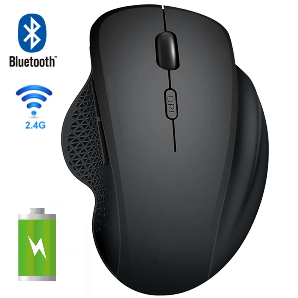 Mouse Wireless Mouse Bluetooth Ricaricabile Mouse Per Computer Wireless Gamer 6 Pulsanti Mouse Ergonomico Mause Gaming Dual Mode Per Pc