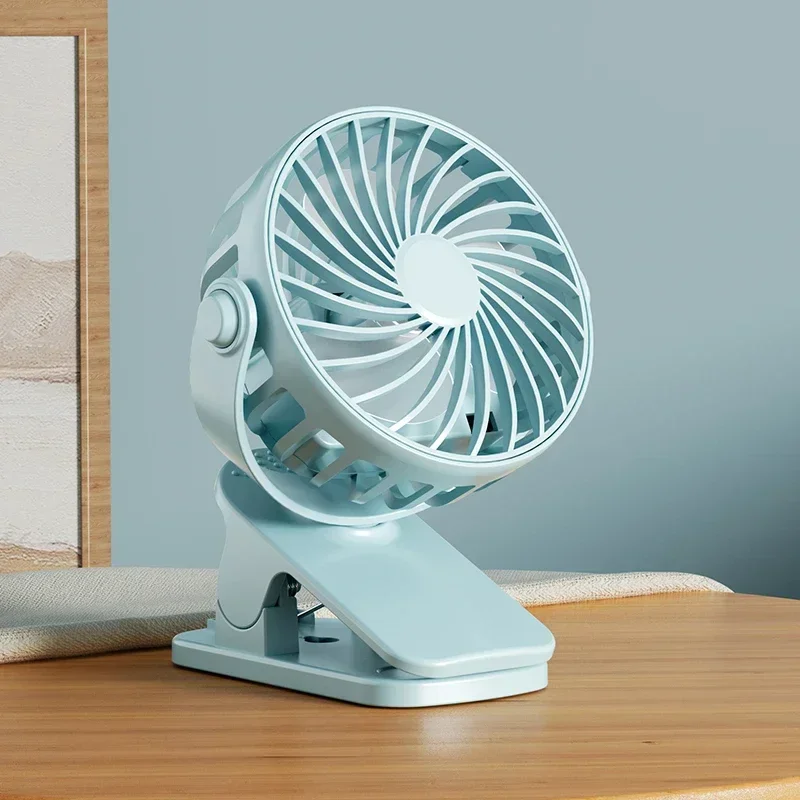 Compact USB Rechargeable Clip-On Fan with Adjustable Speeds and 720° Rotation