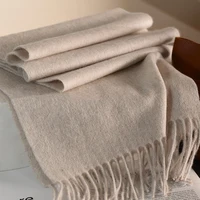100% Wool Winter Scarf For Women Long Warm Cashmere Scarves Hijab Solid Lady Shawl Wrap Female Pashmina Bandana Head Scarfs New - Image 4