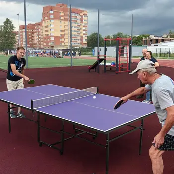 Professional Outdoor Table Tennis Tables 9 ft portable Ping Pong Table Game with Net 2 Table Tennis Paddles and 3 Balls 1