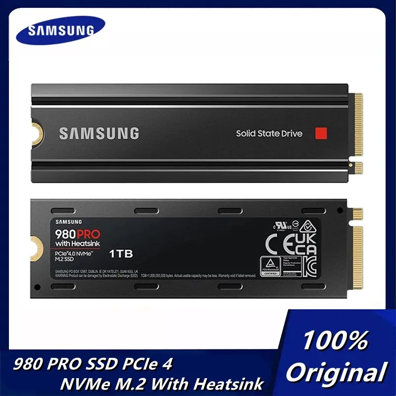 

New Samsung 980 PRO 2TB 1TB SSD with Heatsink PCIe Gen 4 NVMe M.2 Internal Solid State Heat Control PS5 Compatible Original