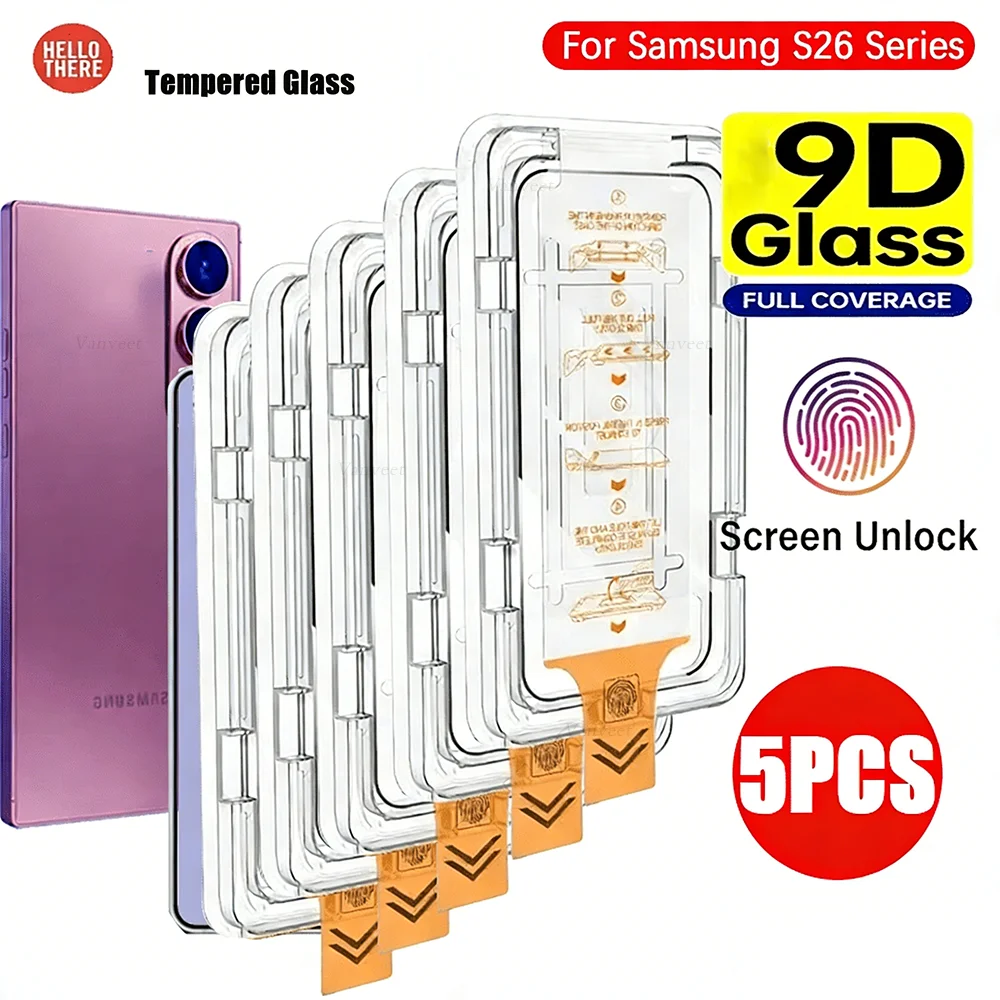 Entsperrbarer Displayschutz für Samsung S26 Ultra S26 Edge Staubfreie Hartglas-Folie Samsung S25 Ultra S24 FE S23 S22 S21 Plus – Detail 1