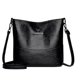 Elegant Genuine Leather Luxury Women's Shoulder & Crossbody Handbag (Black)